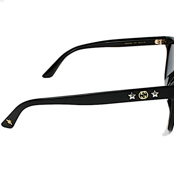 Gucci Women Polished Black Gray Gradient Sunglasses GG0232SK 001